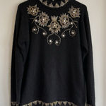 VTG P.S.E Silk Wool Angora Gold Beaded Sweater Sz M Black Retro Size M Photo 0