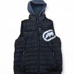 Ecko Unltd Men M Black Hoodie Puffer Vest Jacket Full Zip Y2K Streetwear Grunge Biker Emo Goth Punk Measurement in pics Size M Photo 0