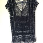 Black Cotton Crochet Boho Lace beachwear Coverup Small Photo 5