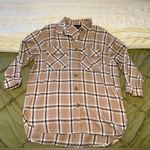 New Look  Tan and White Plaid Button-Down Shirt Photo 0