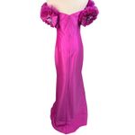 Badgley Mischka Mikado Mermaid Gown Off-Shoulder Pinwheel Flowers pink size 4 Photo 11