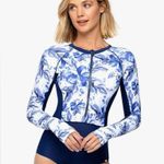 AXESEA Womens Rash Guard Long Sleeve One Piece Swimsuit UPF 50+ Size 16 Blue Photo 2