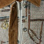Jones New York vintage horse bit & hounds tooth corduroy collar chore coat PL Photo 6