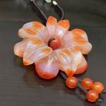 Carnelian Agate Stone Flower Adjustable Cord Necklace Photo 3