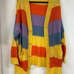 LuLaRoe  Orange & Purple Striped Duster Length Cardigan Sweater Womens L Fall Photo 0
