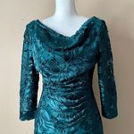 Tahari  | Forest Green Lace Draped Neck Long Sleeve Cocktail Dress Sz 6 Photo 1