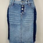 William Rast Tiff Denim Frayed-Hem Color Block Skirt Photo 1