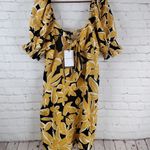 Who What Wear  Yellow Floral Linen Dress XL Photo 3