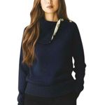 Banana Republic  Nautical Ribbed Navy Longsleeve Button Cowl Turtleneck Sweater-S Photo 0