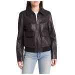 Treasure & Bond Leather Bomber Jacket with Removable Faux Shearling Trim Small Photo 4