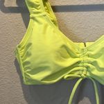 Wild Fable New Light Neon Yellow Tie front Cap Sleeve Swim Bikini Top Photo 5