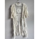 POL Kimono Open Duster Women’s One Size Embroidered Floral Lace White Festival Photo 5
