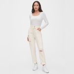 Gap New Off White Boyfriend High Rise Drawcord Distressed Jeans Size 10/30 Photo 3