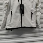 PinFin Womens Hooded Windbreaker Jacket Sz Medium White Outdoor Hiking Rain Coat Photo 2