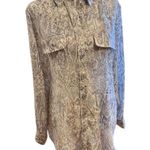 Chico's  Women's Gray Snake Print Button-Up Shirt Size 1 Casual Photo 1