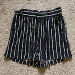 Who What Wear women's medium linen blend black striped shorts Photo 0