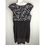 Alyx Womens Floral Flutter Short Sleeve Sheath Dress Black Size‎ 14 NWT Modest Photo 3