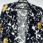 Cache Dark Floral Open Sweater Sz L Preppy Floral Old Money Asymmetrical Light Photo 3