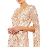 Mac Duggal NWT 5222 Rose Gold Sequined Faux Wrap Split Long Sleeve Gown Size 8 Photo 2