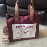 True Religion Burgundy Canvas Tote Bag Photo 0