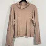 Aritzia  Babaton Women's Oatmeal Ribbed Funnel Neck Long Sleeve Top Size XL Photo 0