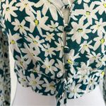 ZARA  Green Daisy Floral Tie Front Crop Top Long Sleeve Size M Photo 7