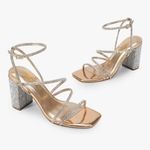 Dream Paris Dream Pairs Heels Block Strappy Square Open Toe Rose Gold Rhinestone Sandals 6.5 Photo 8