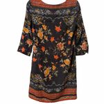 Desigual  Floral Shift Dress 3/4 sleeves black mini Boho size small (38) Photo 5