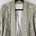 Chico's Pleated Jacket Womens 2 US Large Silver Funky Open Front Retro Topper Photo 1