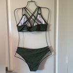 Tainehs Women's Push Up V Neck Bikini Sets Criss Cross Back Two Piece M Green Size M Photo 3