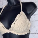 Crocheted Triangle Cream String Bikini Top Size XS Photo 1