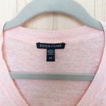 Eileen Fisher Organic Linen Top Sz L Pink V Neck Long Sleeve Lightweight Coastal Photo 2