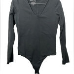 Everlane  Women's Thong Cut The Long-Sleeve V-Neck Bodysuit Black Medium Photo 0