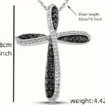 Boutique Elegant Black and Silver Cross Pendant Necklace Photo 2