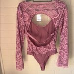 Free People  bodysuit NEW Long Sleeve Floral lace intimately pink large Photo 2
