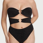 Victoria's Secret Victoria's‎ Secret XXLarge Black Sparkle Ring Cut Out Swimsuit Photo 0