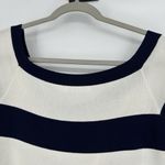 Anne Fontaine Stripe Top Blouse Lace Up Blue Ivory Boat Neck Ribbed Size 42 10 Photo 7
