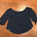Haute Monde  Navy off the shoulder blouse, L Photo 0