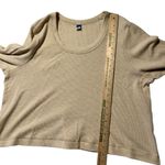 Old Navy  Women's XXL Thermal Cropped Long Sleeve T-shirt Tan Neutral Casual Cozy Photo 3