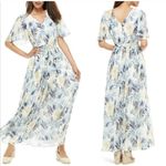 Gal Meets Glam Kiki Chiffon Flutter Sleeve Tropical Maxi Dress Size 2 Photo 1