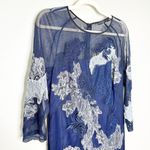 Karen Millen Womens Sheath Dress Lace Embroidered Illusion Detail Navy Size 12 Photo 5