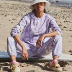 Spiritual Gangster NWT Peace Mazzy Crop Sweatshirt Relaxed l Lavender Tie-Dye M Photo 2