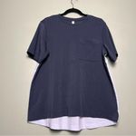 Athleta  Gallery Contrast Short Sleeve Tee Navy Blue Women’s Size M Photo 0
