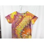 Las Olas  Large Dress Handmade Tie Dye Fringe Hem Short Sleeve‎ Shift Knee249 Photo 1