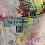 Figueroa And Flower Pink Floral Blouse M Metallic Detail Romantic Spring Top Size M Photo 3