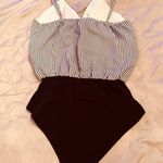 Charlotte Russe B & W Striped Bodysuit Photo 3