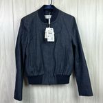 Max Mara Womens Preston Bomber Jacket 8 Denim Chambray Long Sleeve Tactical NEW Photo 1