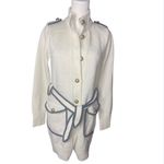 Tory Burch  Cream Navy Knit Military
Duster Cardigan Gold Buttons Size 4 Photo 7