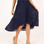 Petal and Pup  Amiri Navy Blue Lace High Low Midi Skirt S Photo 7