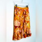 Tory Burch Opalina Metallic Thread Marigold Floral Print Silk Ruffle Skirt Sz 0 Photo 3